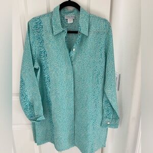 Charlotte Kellogg pristine aqua linen shirt/tunic